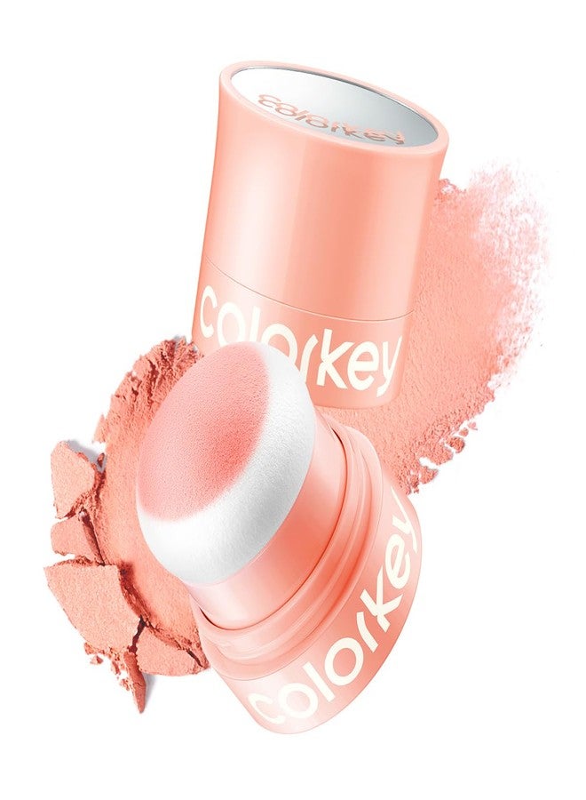 COLORKEY Shimmering Pudding Powder Blush, Lightweight, non-drying and smooth, Naturally Luminous Semi-Matte Finish, Self-contained brush, portable makeup (05 Sweet Melon, 3.2g) - Image 1